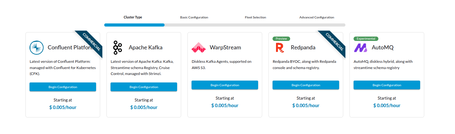 Kafka-ClusterTypeSelection